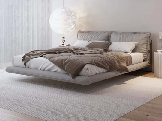 Парящая кровать Testiera Fly 4 Testiera, стиль хай-тек, цвет серый