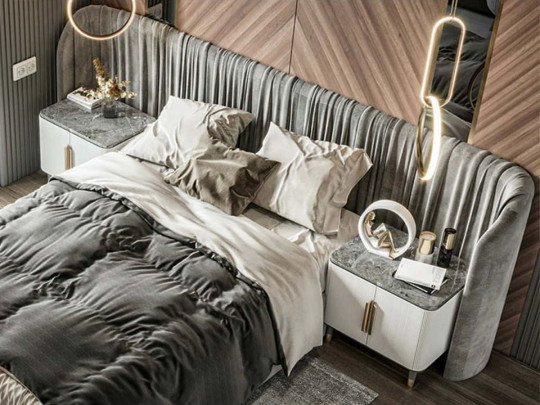 Кровать Testiera Vip 11 по цене от 158 250 ₽ , стиль арт-деко, современный, цвет графитовый, серый, темно-серый 2 | Кровати