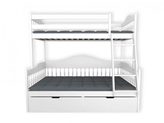 Двухъярусная кровать Велес Арт Теона с ящиками Велес Арт, стиль классический, цвет белый