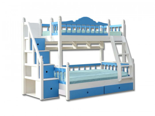 Двухъярусная кровать Велес Арт Аврора с ящиками по цене от 79 600 ₽ , стиль классический, цвет белый, голубой 1 | Детские кровати