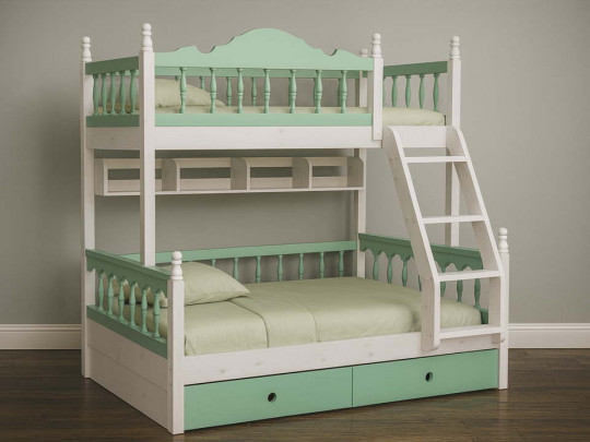 Двухъярусная кровать Велес Арт Аврора-1 с ящиками Велес Арт, стиль классический, цвет фиолетовый, зеленый