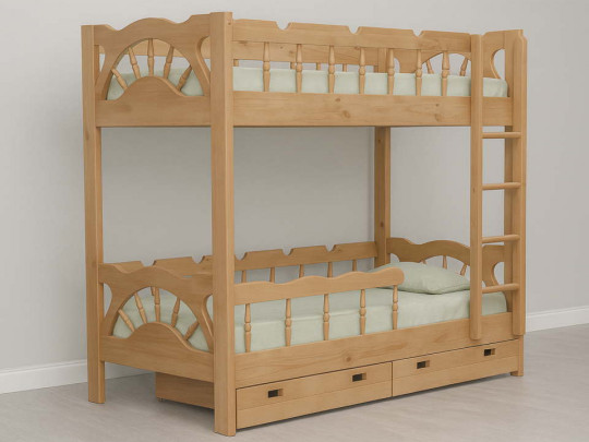 Двухъярусная кровать Велес Арт Адмирал с ящиками Велес Арт, стиль классический, цвет коричневый