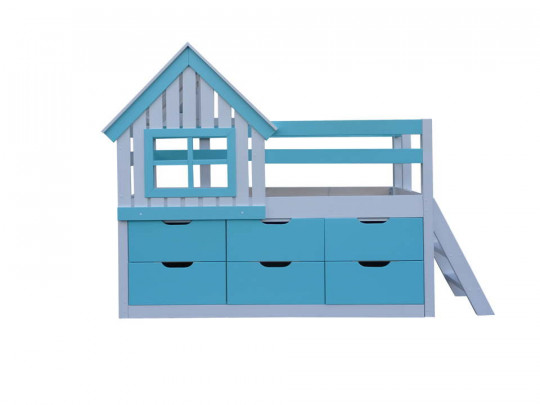 Детская кровать Велес Арт Домик Комод с ящиками по цене от 48 200 ₽ , стиль классический, цвет голубой 1 | Детские кровати с выдвижными ящиками