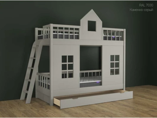 Двухъярусная кровать Золушка домик с 1 ящиком