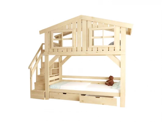 Двухъярусная кровать домик Велес Арт Кидс Лэнд №80 с ящиками