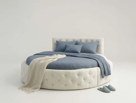 Круглая кровать Хоуп с ящиком белый