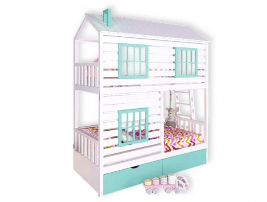 Двухъярусная кровать Велес Арт Домик Дания-1 с ящиками Двухъярусная кровать Велес Арт Домик Дания-1 с ящиками