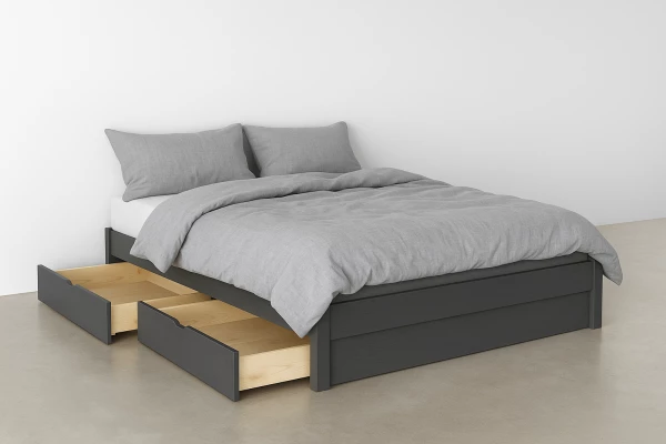 Кровать подиум Генрих на ножках 2 ящика серый